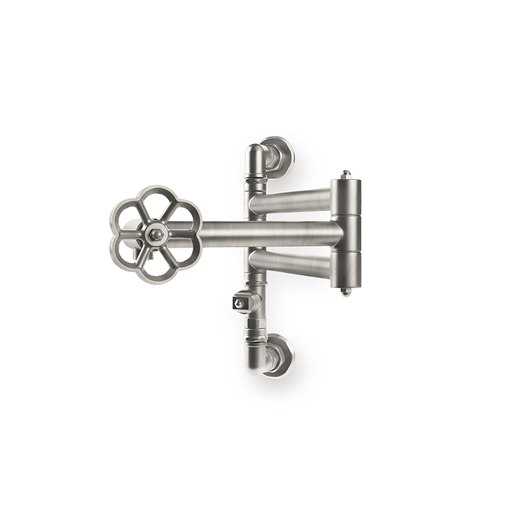 Wandmontierter Topffüller aus Edelstahl mit Drehgelenk und Retro-Ventil-Design Topffüller Wasserhahn aus Edelstahl zur Wandmontage mit drehbarem Arm und nostalgischem Handrad