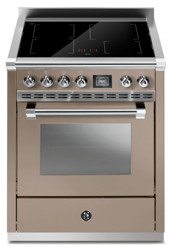 Induktions-Standherd mit großem Ofen, Edelstahlfront