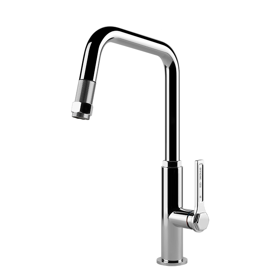 Spültischarmatur aus Chrom mit hohem, drehbarem Auslauf