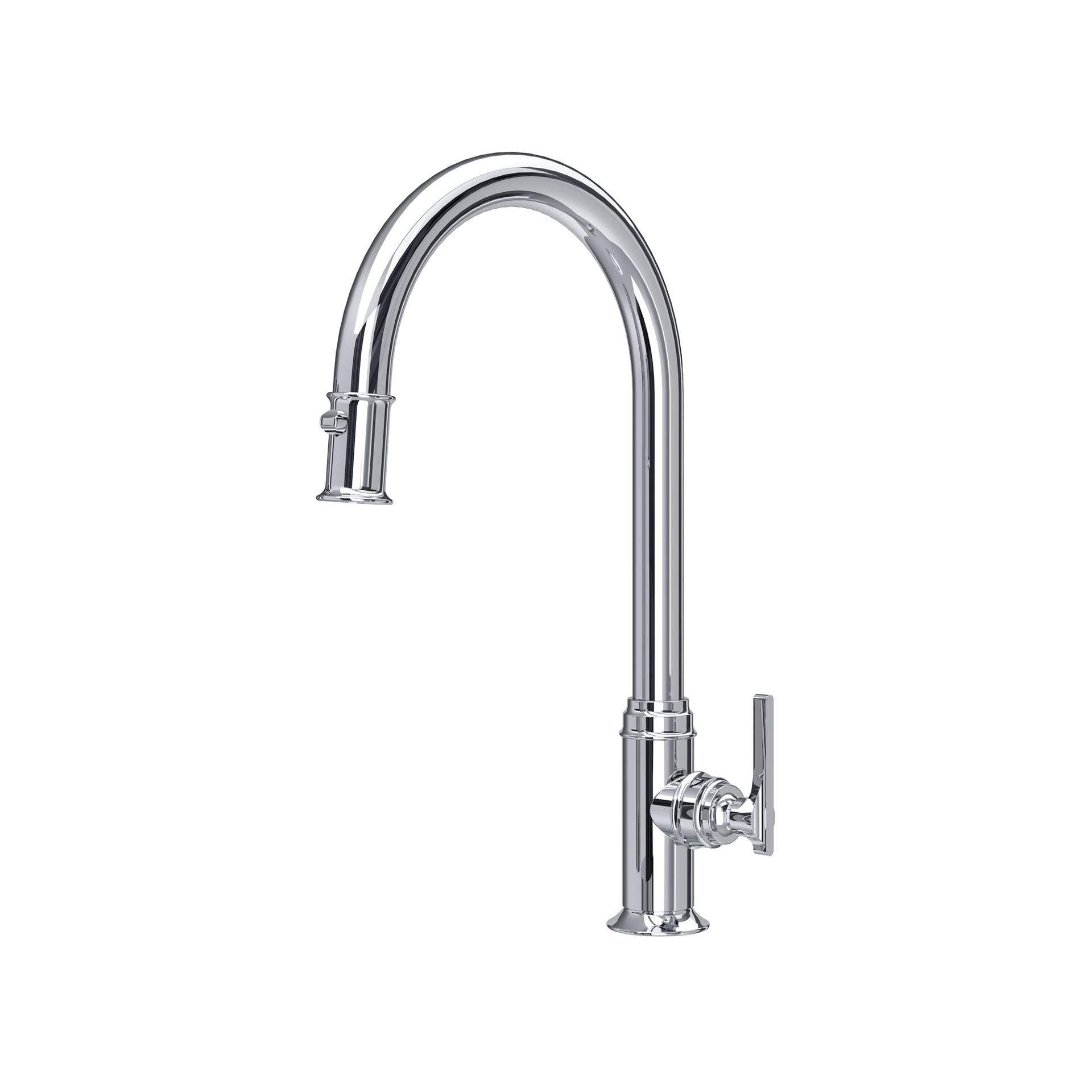 Hochbogen-Spültischarmatur in Chrom mit drehbarem Auslauf und seitlichem Einhebelgriff – moderner Wasserhahn für die Küche