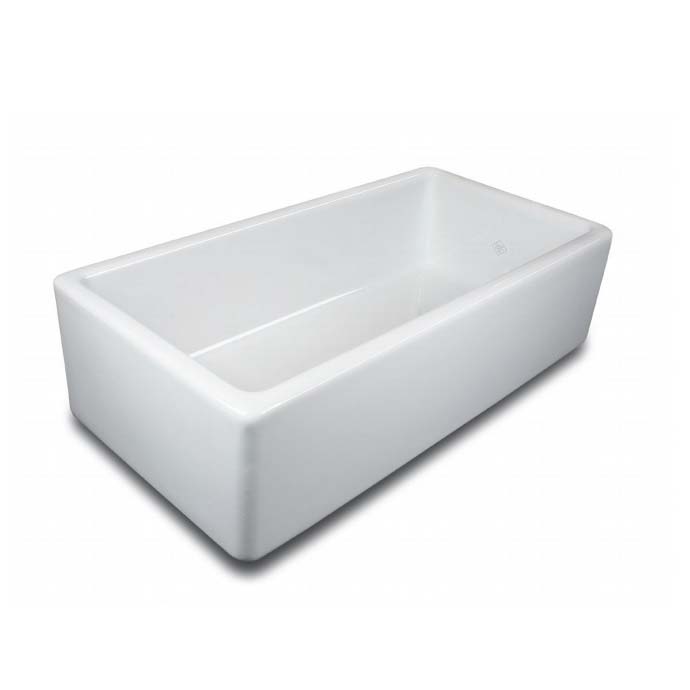 Großes weißes Keramik-Spülbecken im modernen Design für Küche oder Hauswirtschaftsraum Rechteckiges, tiefes Spülbecken aus weißer Keramik, geeignet für moderne Küchen oder Hauswirtschaftsräume