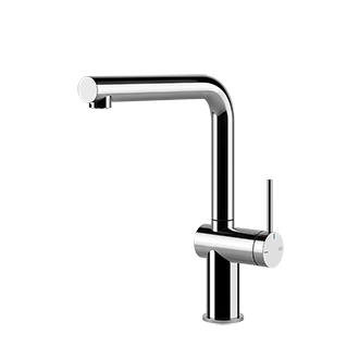 Moderne Küchenarmatur aus Edelstahl mit Einhebelmischer, elegantes Design für Spüle Küchenarmatur aus Edelstahl in moderner, eckiger Form mit seitlichem Einhebelmischer