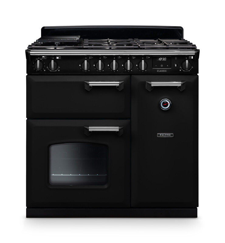 Falcon Classic 110 Gasherd mit Backofen, Schwarz