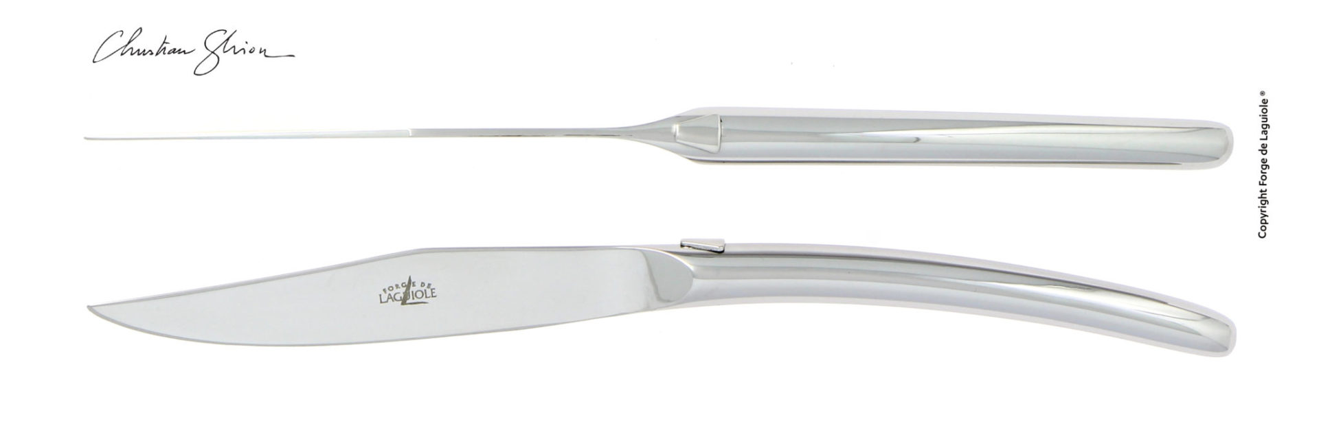 Forge de Laguiole Messer Edelstahl, Design Christian Ghion, hochwertiges Tafelmesser Elegantes Edelstahlmesser von Forge de Laguiole, entworfen von Christian Ghion, modernes, stilvolles Besteck
