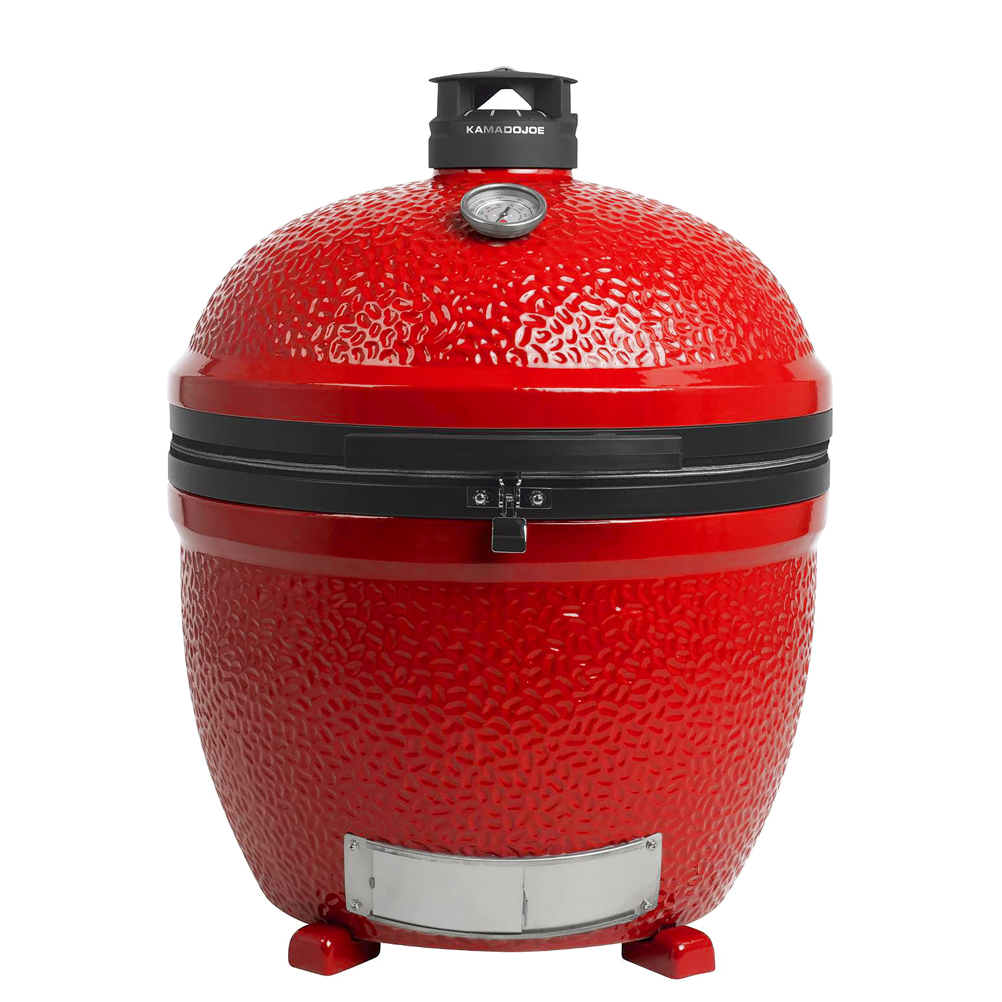 KAMADO JOE Classic II Keramikgrill in Rot – Vielseitiger Holzkohlegrill für Outdoor BBQ Roter KAMADO JOE Classic II Keramikgrill mit Thermometer und Lüftungsregler, ideal für Grillen im Freien