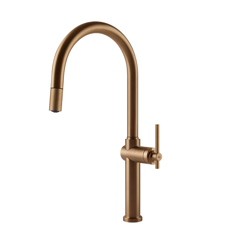 Einhebel Küchenarmatur Bronze im Industriedesign