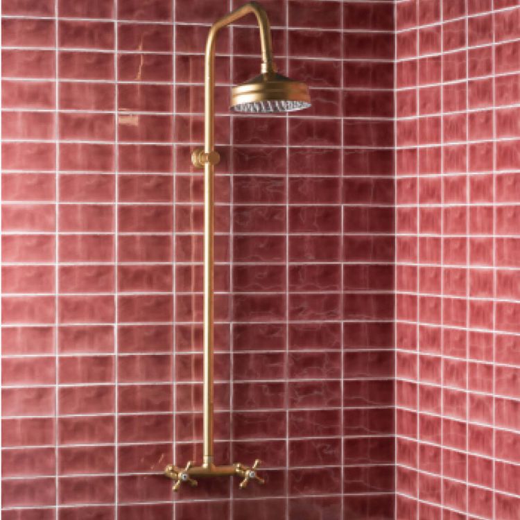 Rote Cosmopolitan Musk Halbfliesen, glänzende Dusche